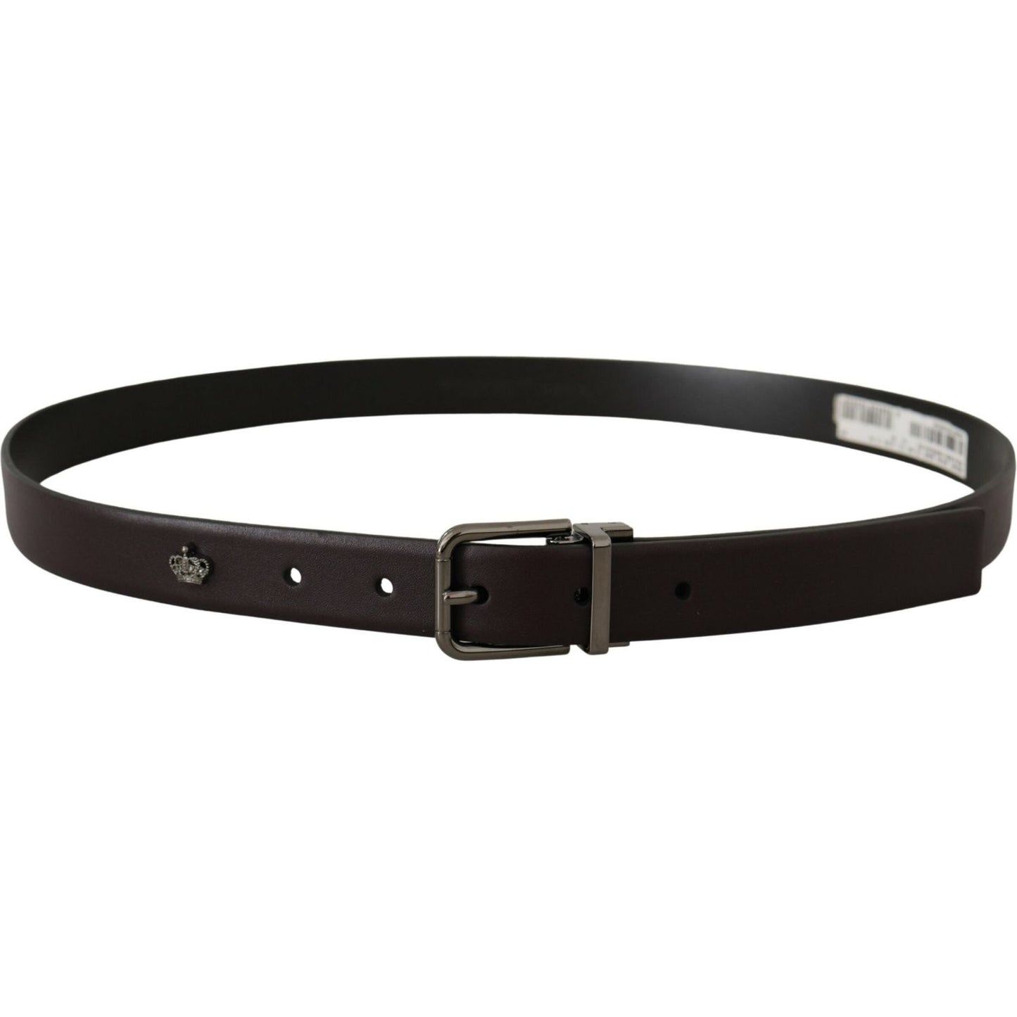 Dolce & Gabbana Dark Purple Leather Box Borchia Metal Buckle Belt