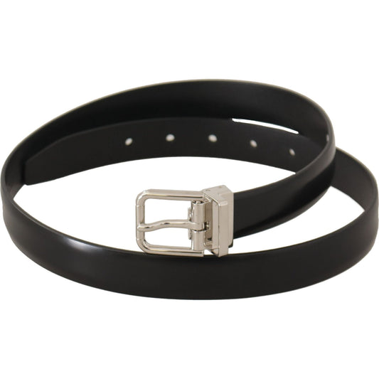 Dolce & Gabbana Elegant Black Leather Belt with Metal Buckle Dolce & Gabbana