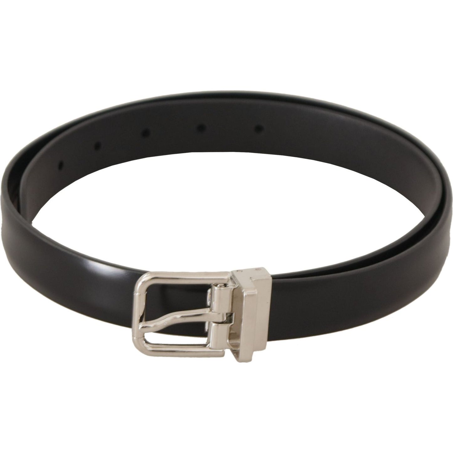 Dolce & Gabbana Elegant Black Leather Belt with Metal Buckle Dolce & Gabbana