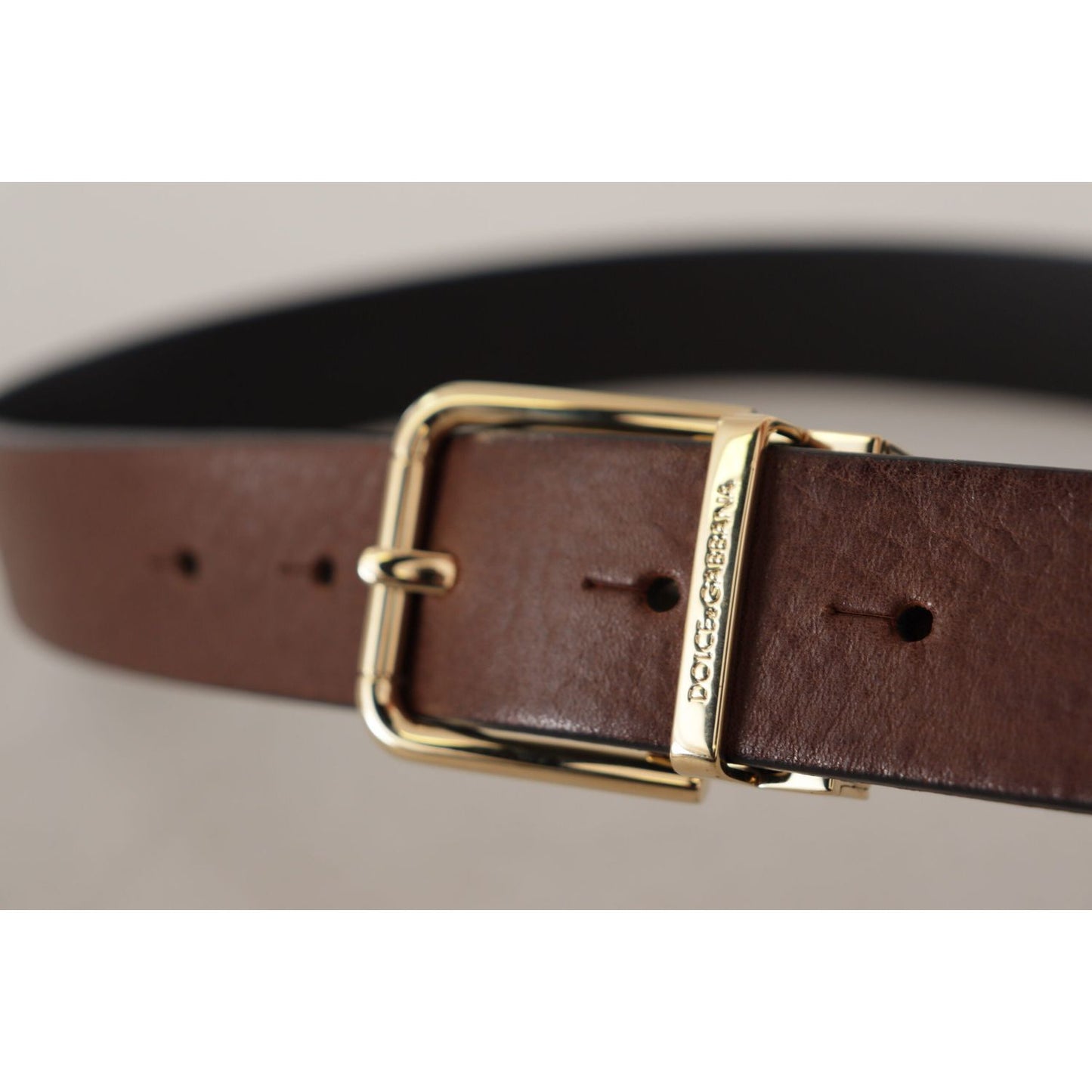 Dolce & Gabbana Elegant Brown Leather Belt with Metal Buckle Dolce & Gabbana