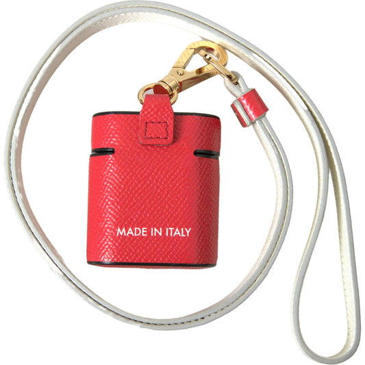 Dolce & Gabbana Elegant Red Calf Leather Airpods Case Dolce & Gabbana