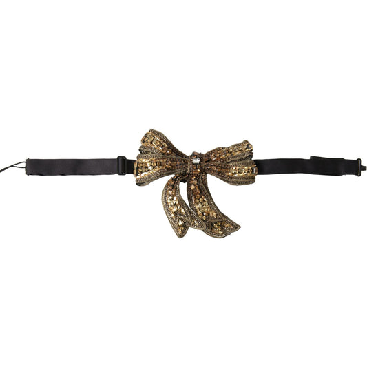 Gold Crystal Embellished Silk Bowtie