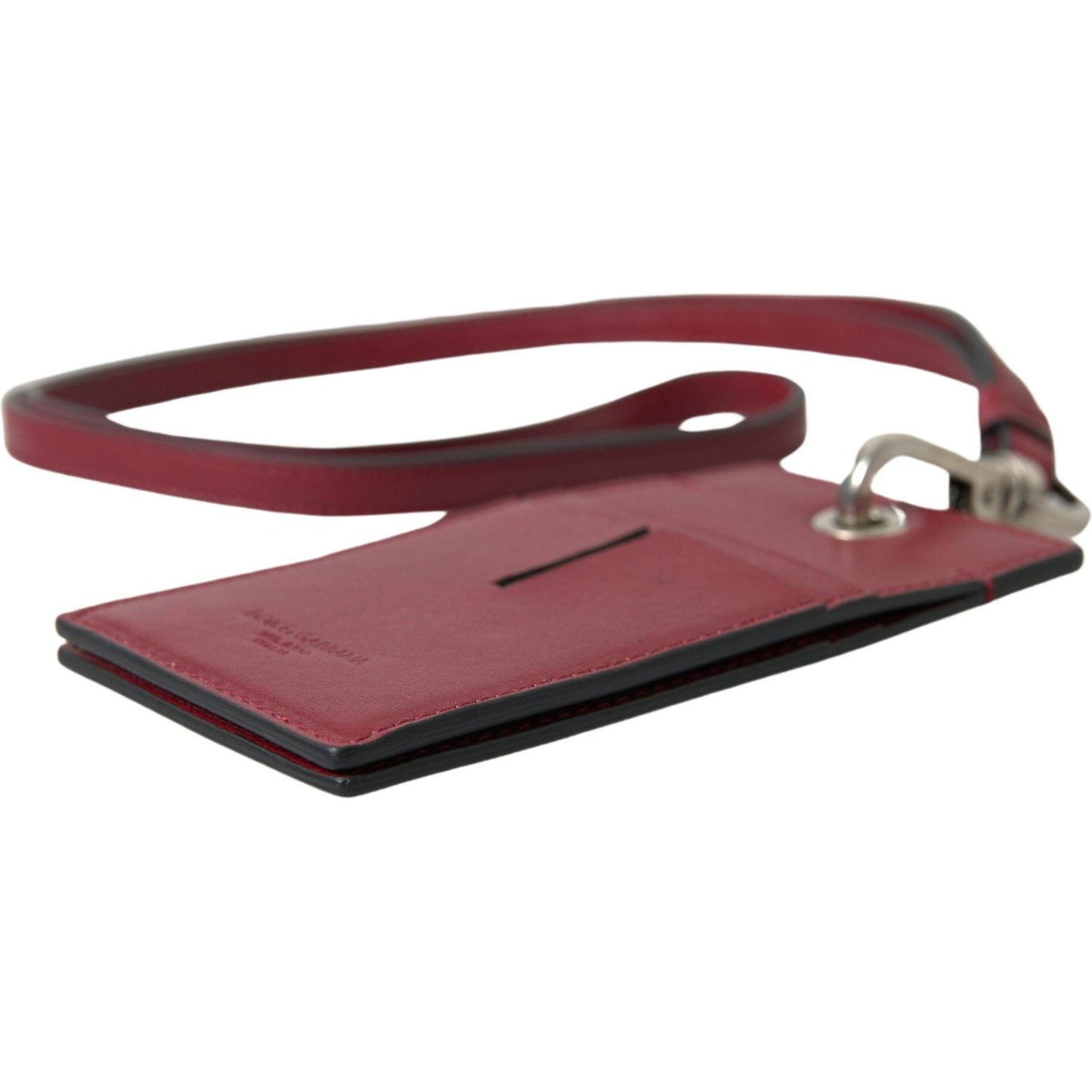 Dolce & Gabbana Elegant Red Leather Cardholder with Lanyard Dolce & Gabbana