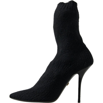 Dolce & Gabbana Black Stiletto Heel Mid Calf Women Boot Shoes
