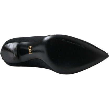 Dolce & Gabbana Black Stiletto Heel Mid Calf Women Boot Shoes