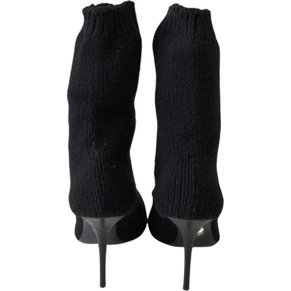 Dolce & Gabbana Black Stiletto Heel Mid Calf Women Boot Shoes