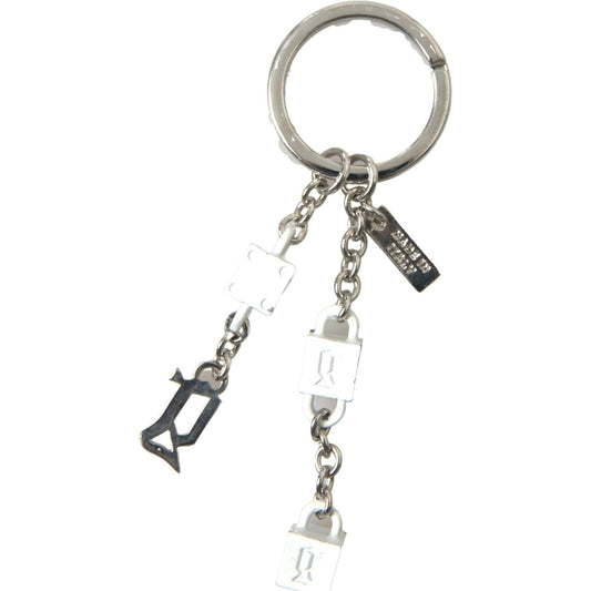 Silver Brass Logo Charm Keychain