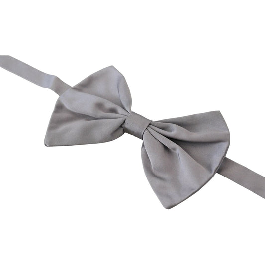 Elegant Silver Gray Silk Bow Tie