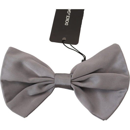 Elegant Silver Gray Silk Bow Tie