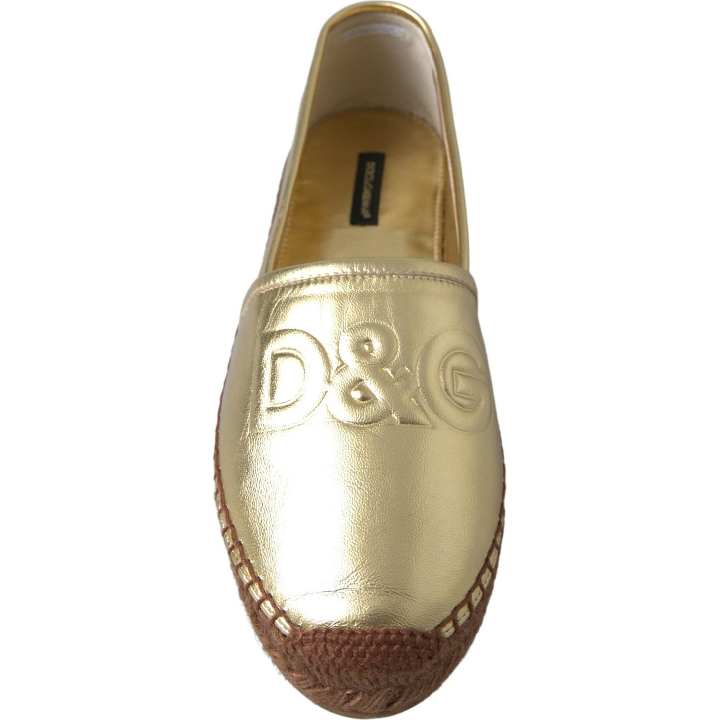 Golden Elegance Leather Espadrilles