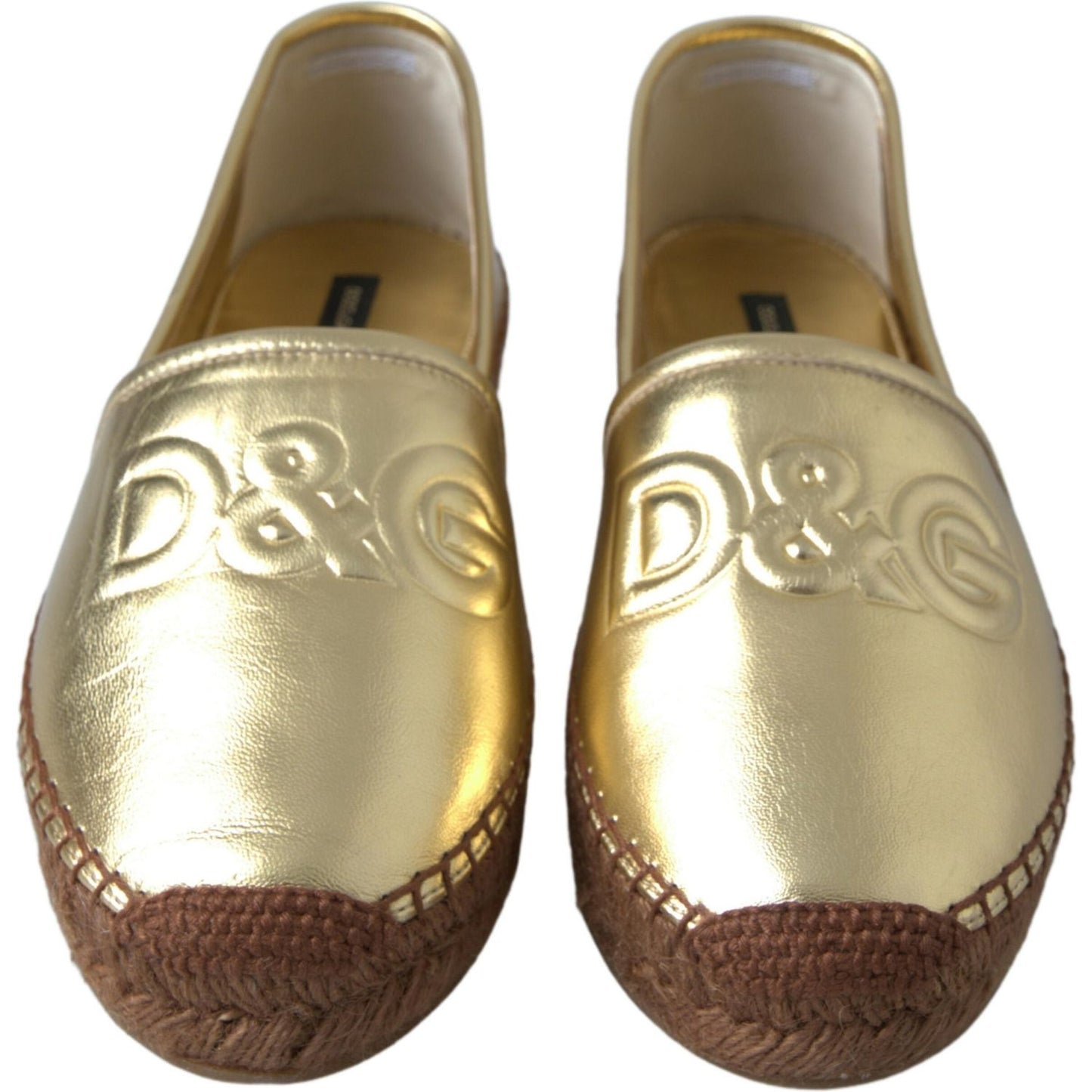 Golden Elegance Leather Espadrilles