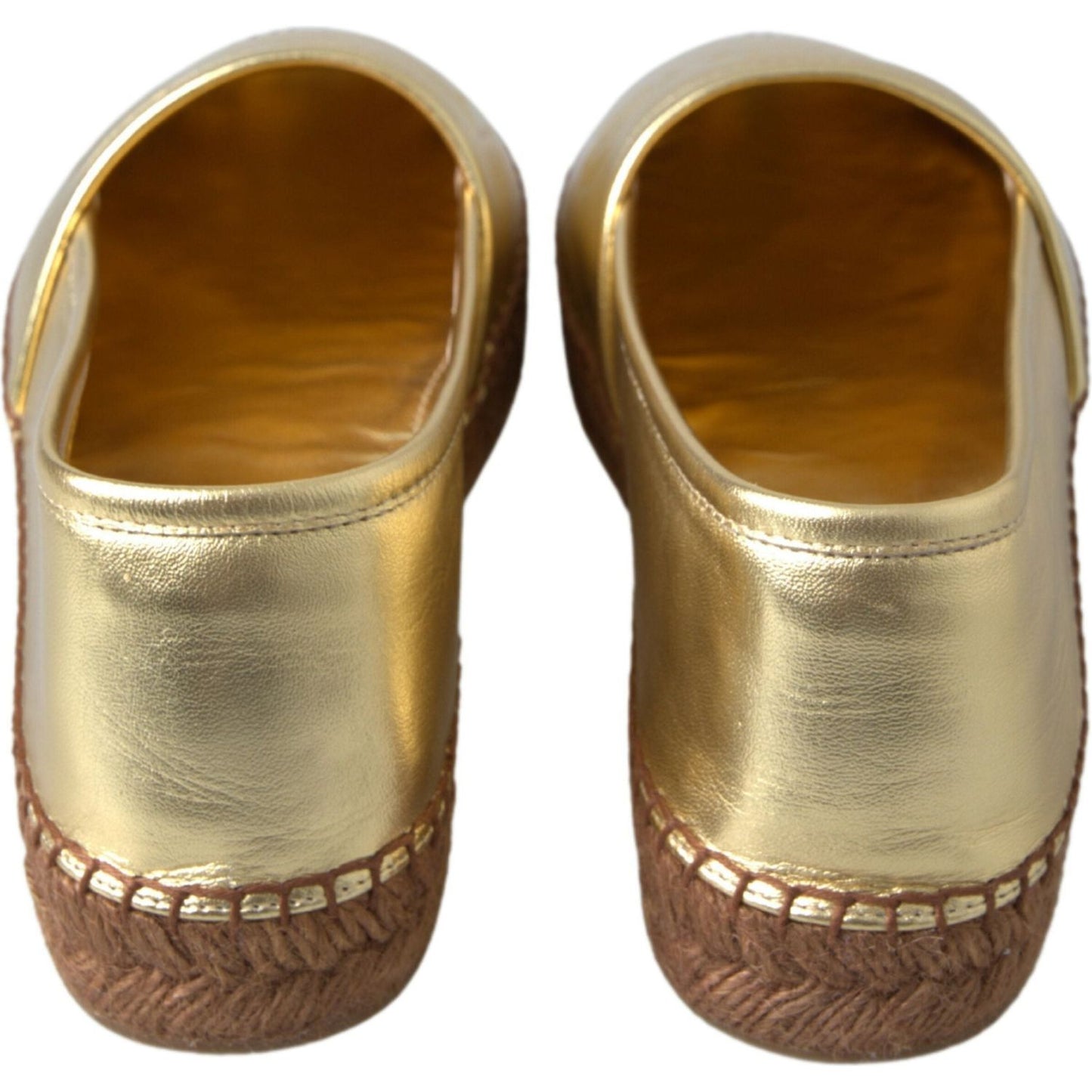 Golden Elegance Leather Espadrilles