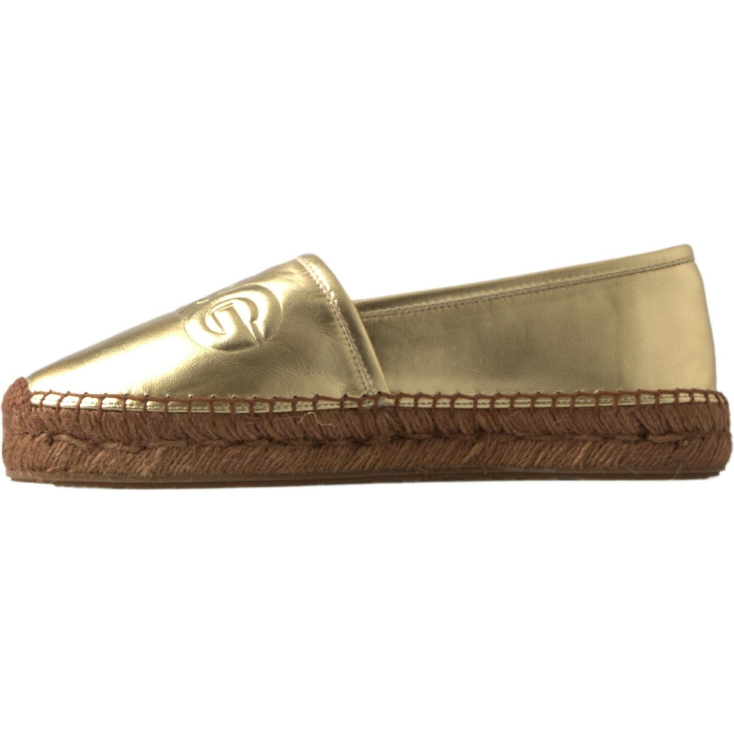 Golden Elegance Leather Espadrilles