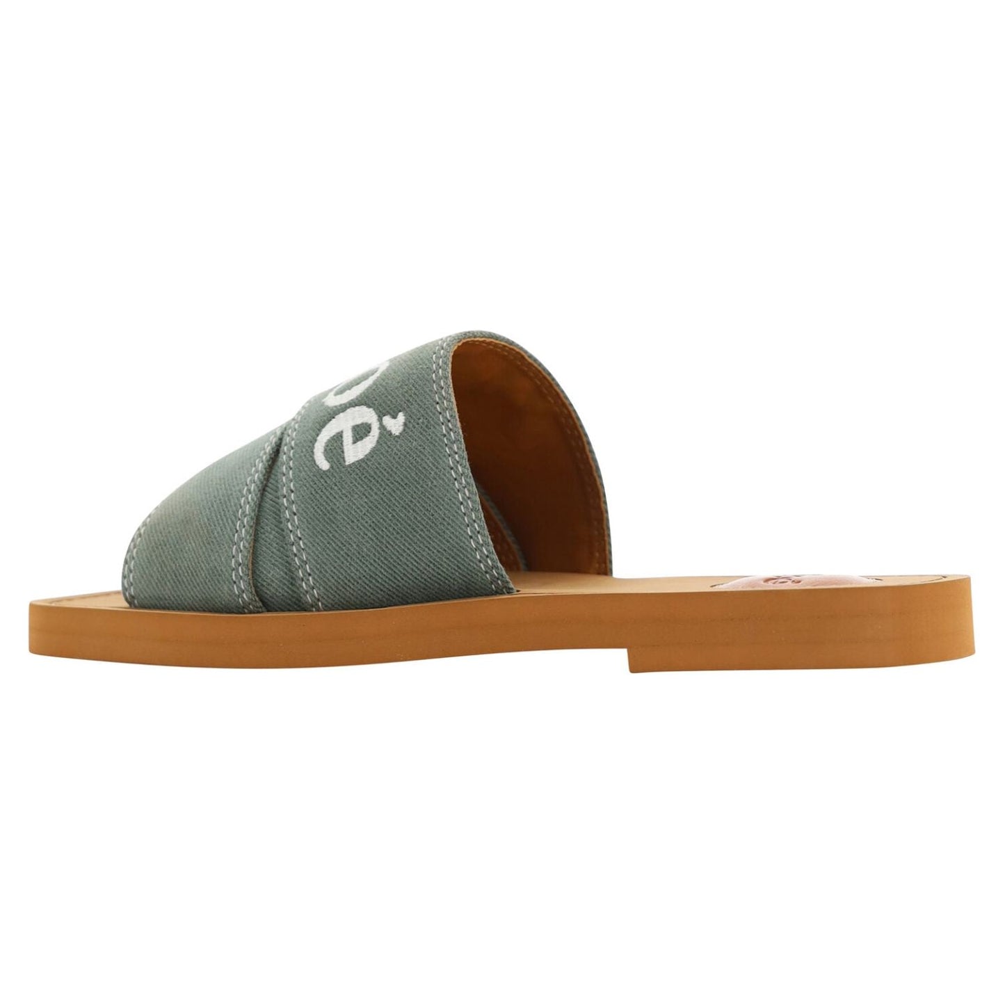 Chloé Elegant Forest Green Cotton Slides Chloé