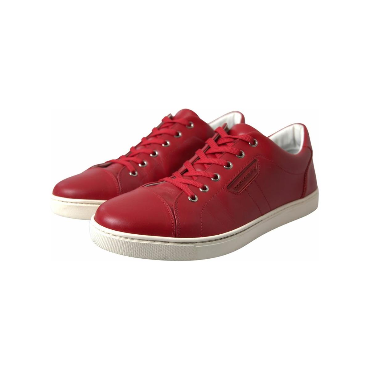 Dolce & Gabbana Elegant Red Leather Low Top Sneakers Dolce & Gabbana