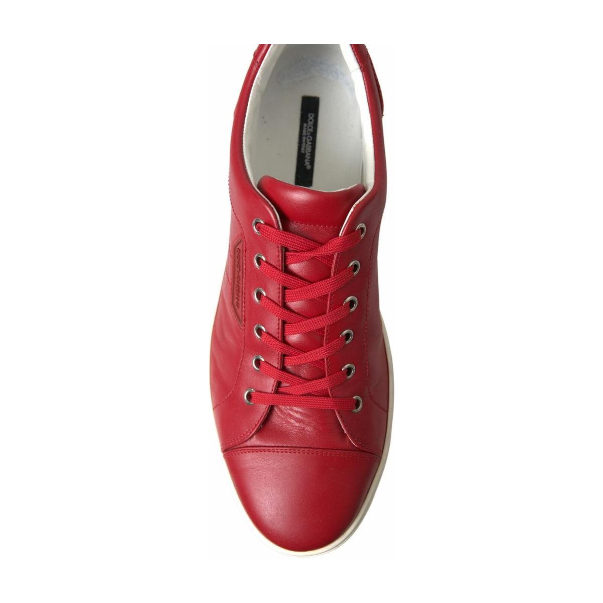 Dolce & Gabbana Elegant Red Leather Low Top Sneakers Dolce & Gabbana