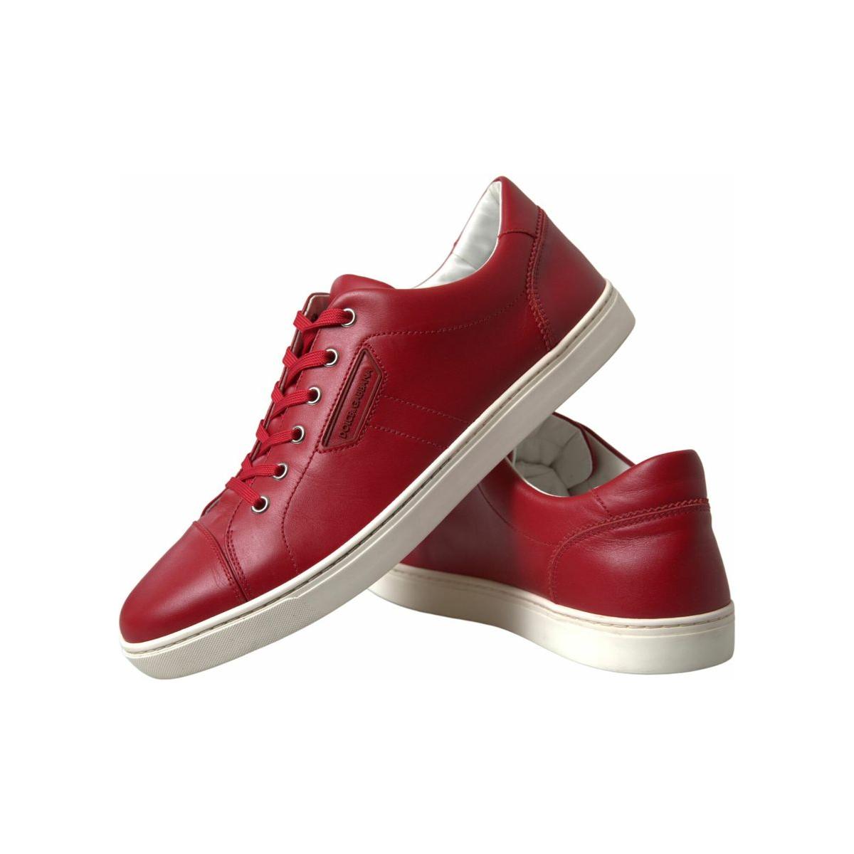 Dolce & Gabbana Elegant Red Leather Low Top Sneakers Dolce & Gabbana