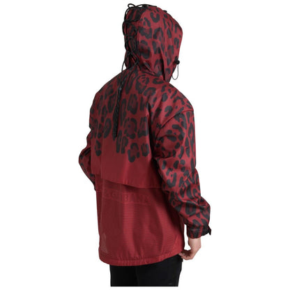 Dolce & Gabbana Red Leopard Hooded Rain Coat Jacket 1728,30% PL,67345645728,Clothing,Dolce & Gabbana,IT48 | M,Jackets & Coats - Clothing,Jackets - Men - Clothing,Material: 70% Cotton,Men,Men - Clothing,New with tags,Rain Coats - Jackets & Coats - Clothing