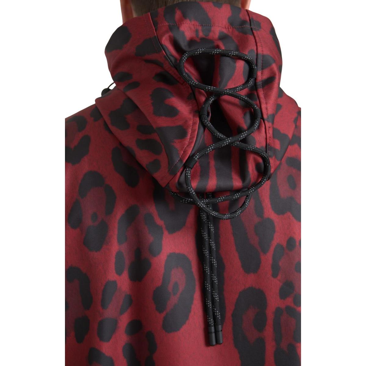 Dolce & Gabbana Red Leopard Hooded Rain Coat Jacket 1728,30% PL,67345645728,Clothing,Dolce & Gabbana,IT48 | M,Jackets & Coats - Clothing,Jackets - Men - Clothing,Material: 70% Cotton,Men,Men - Clothing,New with tags,Rain Coats - Jackets & Coats - Clothing