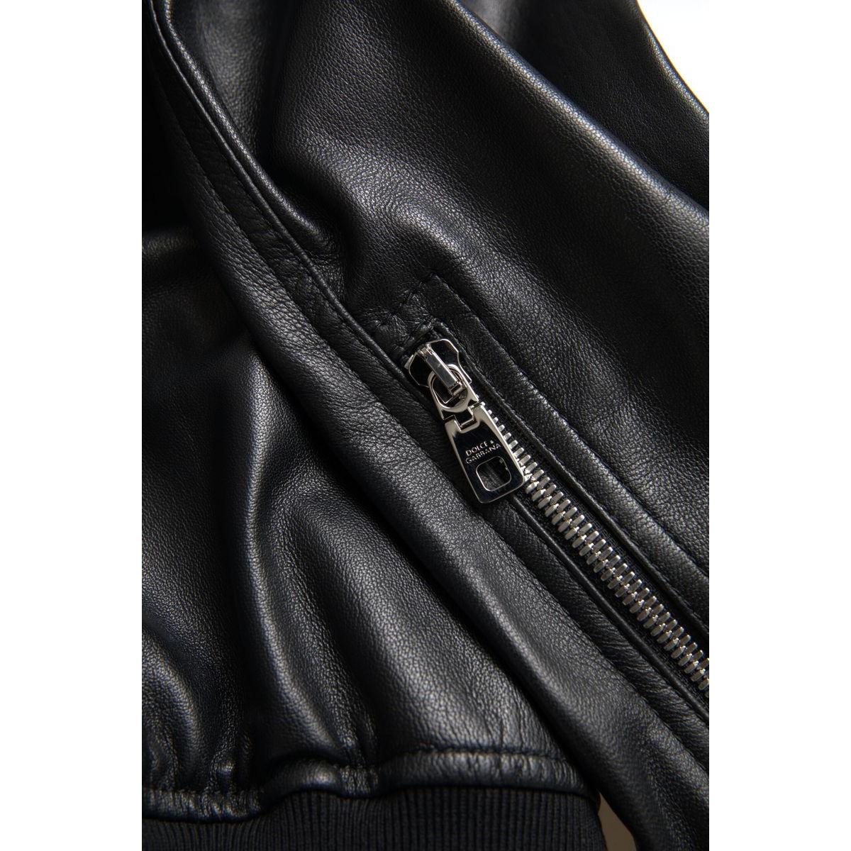 Dolce & Gabbana Elegant Black Leather Bomber Jacket Dolce & Gabbana