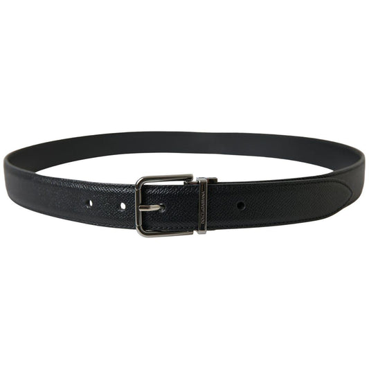 Elegant Black Leather Designer Belt