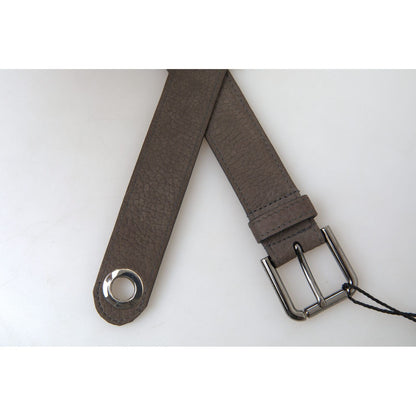 Dolce & Gabbana Brown Leather Metal Buckle Men Cintura Belt