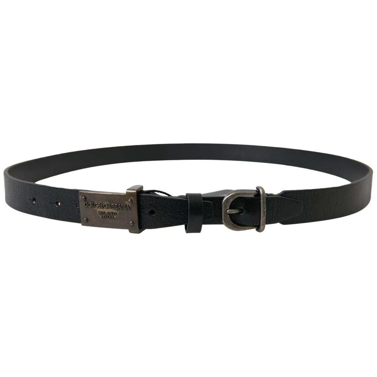 Dolce & Gabbana Elegant Black Leather Belt - Metal Buckle Closure Dolce & Gabbana