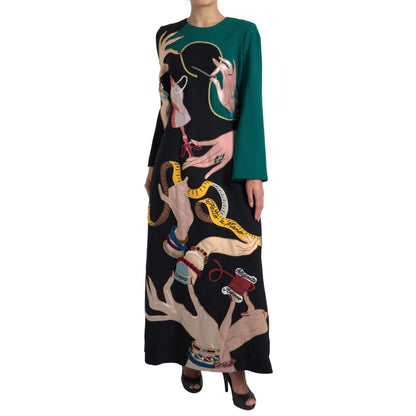 Dolce & Gabbana Multicolor Long Sleeves A-line Maxi Dress