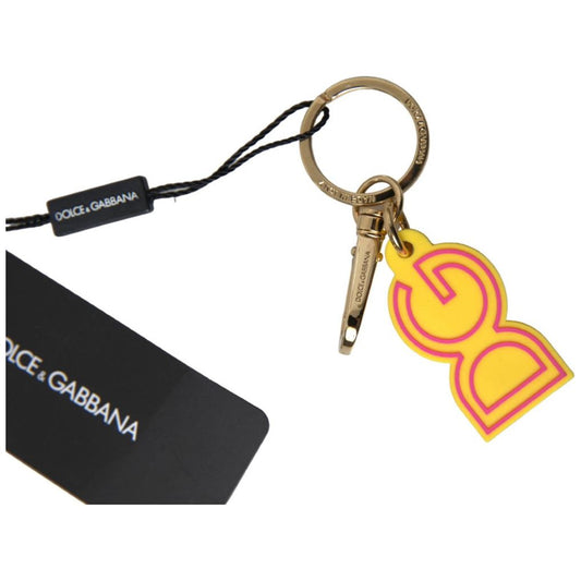 Chic Yellow Logo-Engraved Keychain