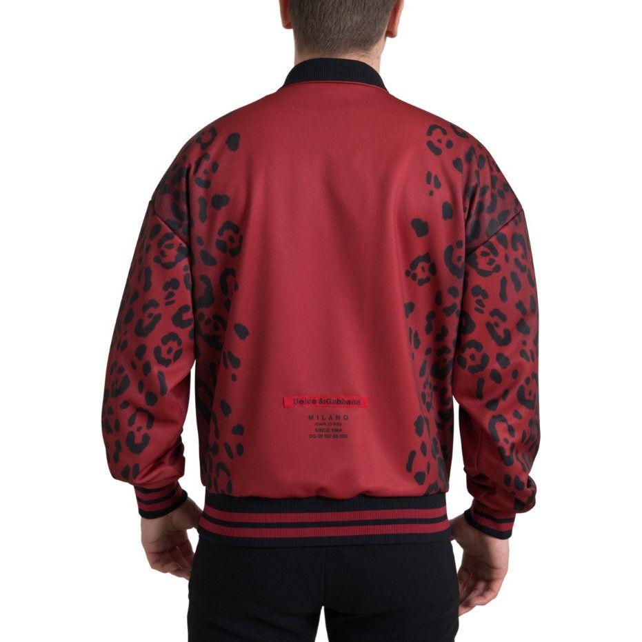 Dolce & Gabbana Red Leopard Polyester Bomber Full Zip Jacket 1728,67345645728,Blazers - Men - Clothing,Bombers - Jackets & Coats - Clothing,Clothing,Dolce & Gabbana,IT50 | L,IT52 | XL,Jackets & Coats - Clothing,Material: 100% Polyester,Men,Men - Clothing,