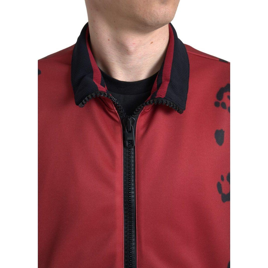 Dolce & Gabbana Red Leopard Polyester Bomber Full Zip Jacket 1728,67345645728,Blazers - Men - Clothing,Bombers - Jackets & Coats - Clothing,Clothing,Dolce & Gabbana,IT50 | L,IT52 | XL,Jackets & Coats - Clothing,Material: 100% Polyester,Men,Men - Clothing,