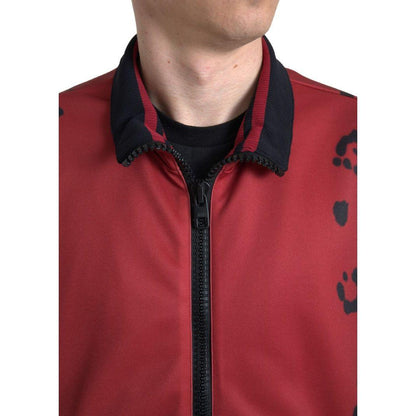 Dolce & Gabbana Red Leopard Polyester Bomber Full Zip Jacket 1728,67345645728,Blazers - Men - Clothing,Bombers - Jackets & Coats - Clothing,Clothing,Dolce & Gabbana,IT50 | L,IT52 | XL,Jackets & Coats - Clothing,Material: 100% Polyester,Men,Men - Clothing,
