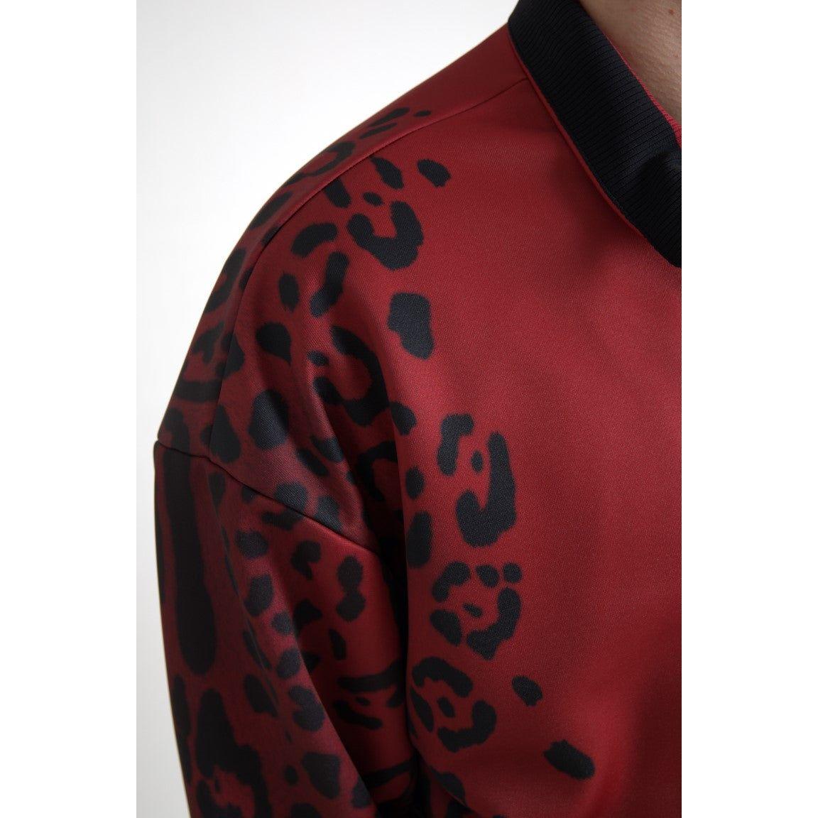 Dolce & Gabbana Red Leopard Polyester Bomber Full Zip Jacket 1728,67345645728,Blazers - Men - Clothing,Bombers - Jackets & Coats - Clothing,Clothing,Dolce & Gabbana,IT50 | L,IT52 | XL,Jackets & Coats - Clothing,Material: 100% Polyester,Men,Men - Clothing,