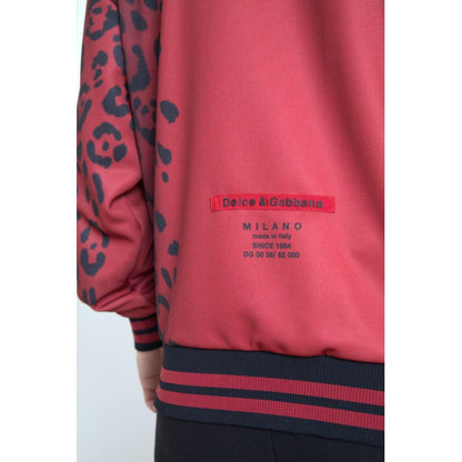 Dolce & Gabbana Red Leopard Polyester Bomber Full Zip Jacket 1728,67345645728,Blazers - Men - Clothing,Bombers - Jackets & Coats - Clothing,Clothing,Dolce & Gabbana,IT50 | L,IT52 | XL,Jackets & Coats - Clothing,Material: 100% Polyester,Men,Men - Clothing,