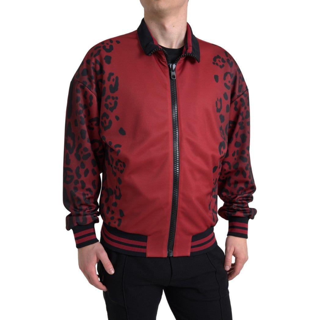 Dolce & Gabbana Red Leopard Polyester Bomber Full Zip Jacket 1728,67345645728,Blazers - Men - Clothing,Bombers - Jackets & Coats - Clothing,Clothing,Dolce & Gabbana,IT50 | L,IT52 | XL,Jackets & Coats - Clothing,Material: 100% Polyester,Men,Men - Clothing,