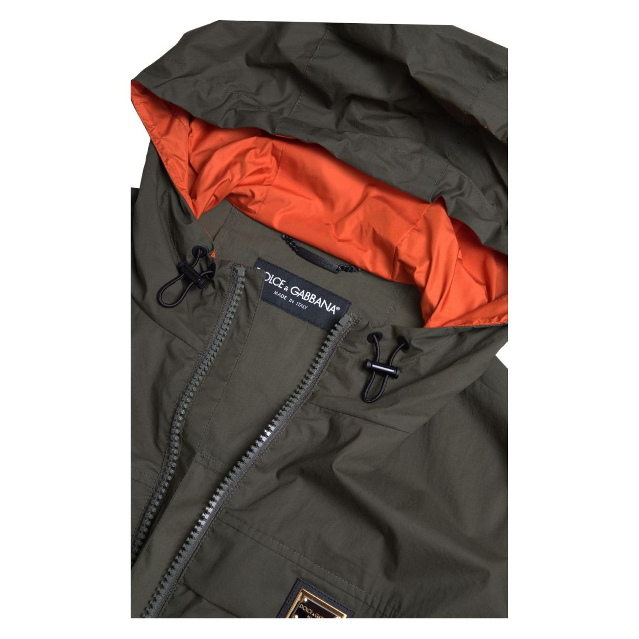 Dolce & Gabbana Elegant Hooded Full Zip Jacket in Green and Orange Dolce & Gabbana