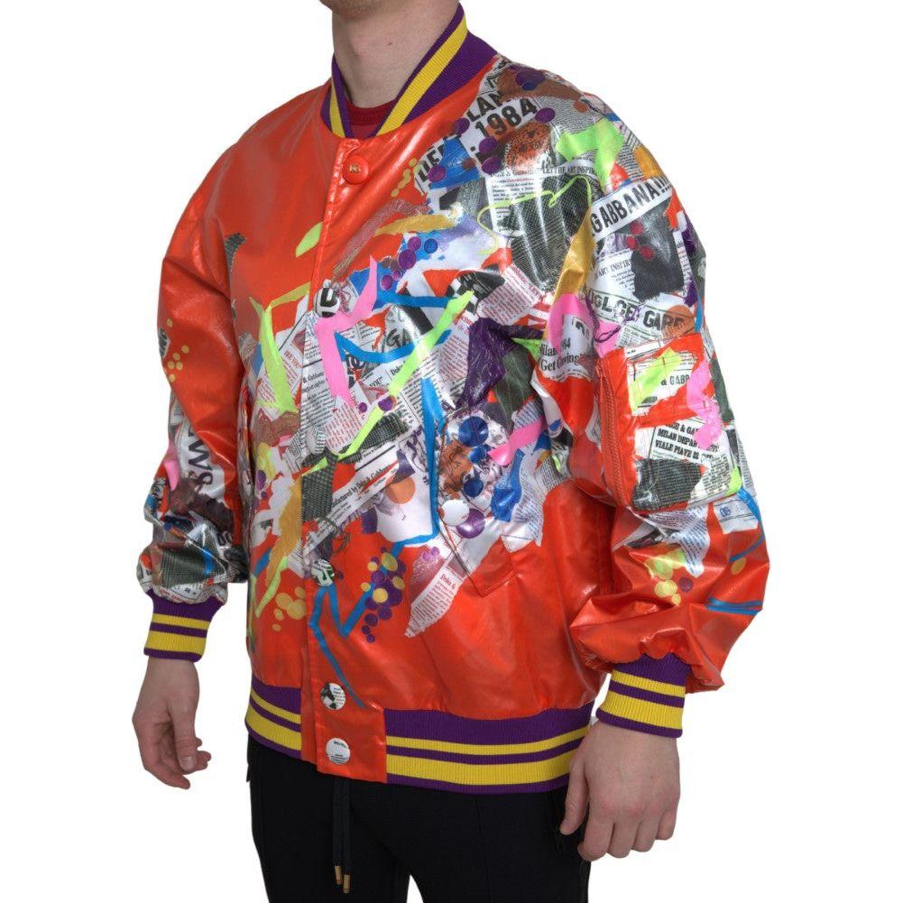 Dolce & Gabbana Orange Polyester Button Blouson Jacket