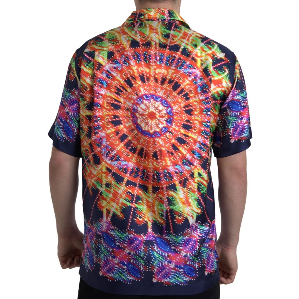 Dolce & Gabbana Multicolor Luminarie Print Men Shirt Silk