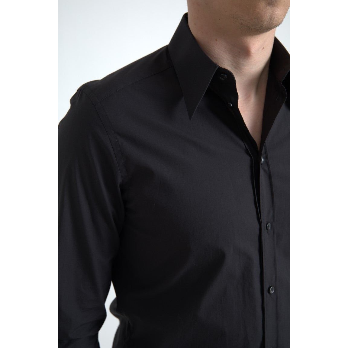 Dolce & Gabbana Elegant Slim Fit Black Cotton Dress Shirt Dolce & Gabbana