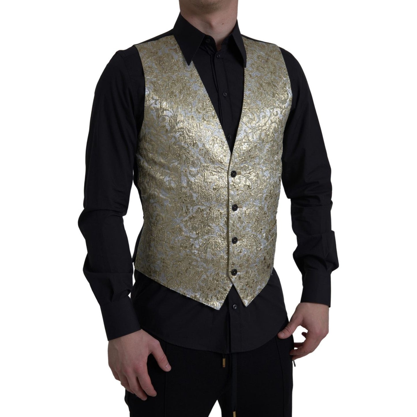 Dolce & Gabbana Elegant Gold Silk Formal Vest Dolce & Gabbana