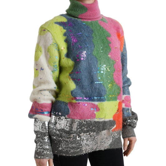 Dolce & Gabbana Multicolor Mohair Stripe Turtleneck Sweater Dolce & Gabbana