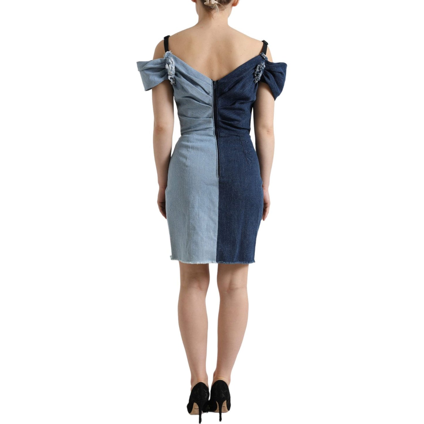 Dolce & Gabbana Elegant Two-Tone Blue Sheath Dress Dolce & Gabbana