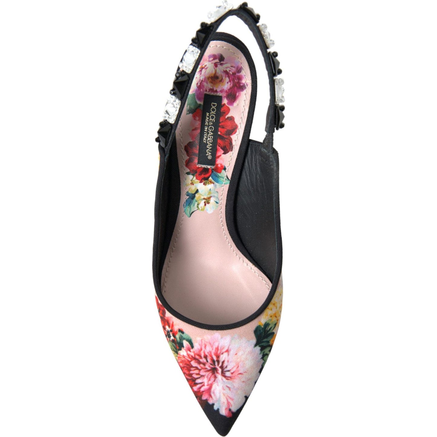 Dolce & Gabbana Floral Slingback Heels with Luxe Crystal Details Dolce & Gabbana