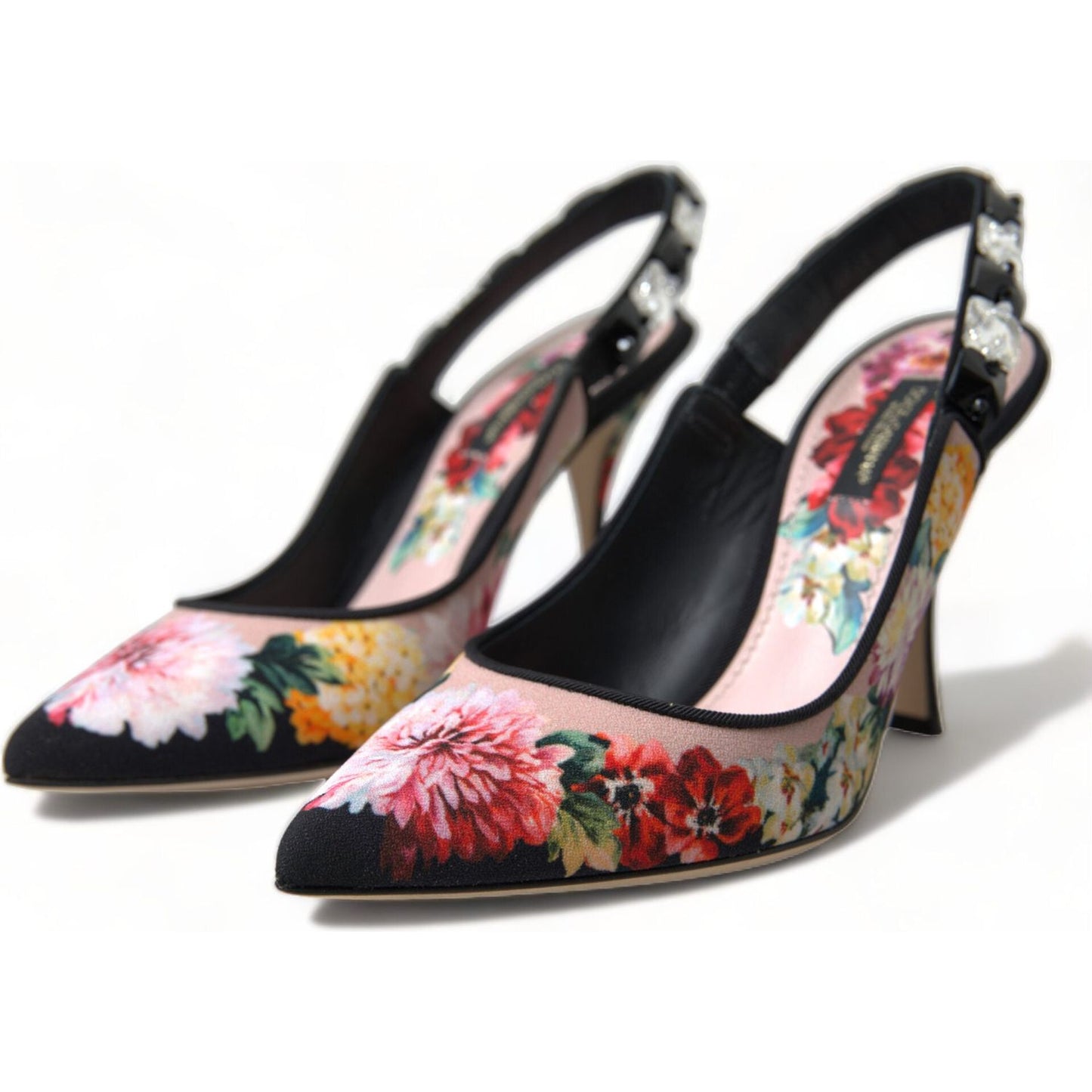 Dolce & Gabbana Floral Slingback Heels with Luxe Crystal Details Dolce & Gabbana