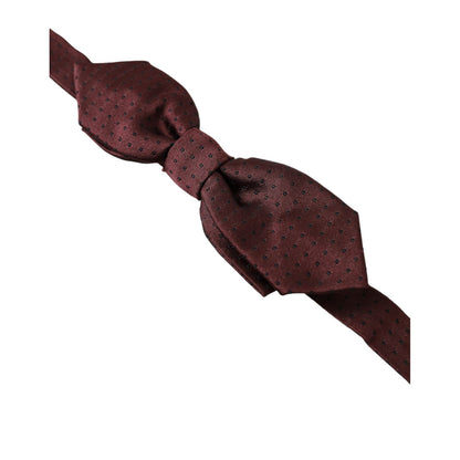 Dolce & Gabbana Red Bordeaux Silk Slim Adjustable Neck Papillon Bow Tie