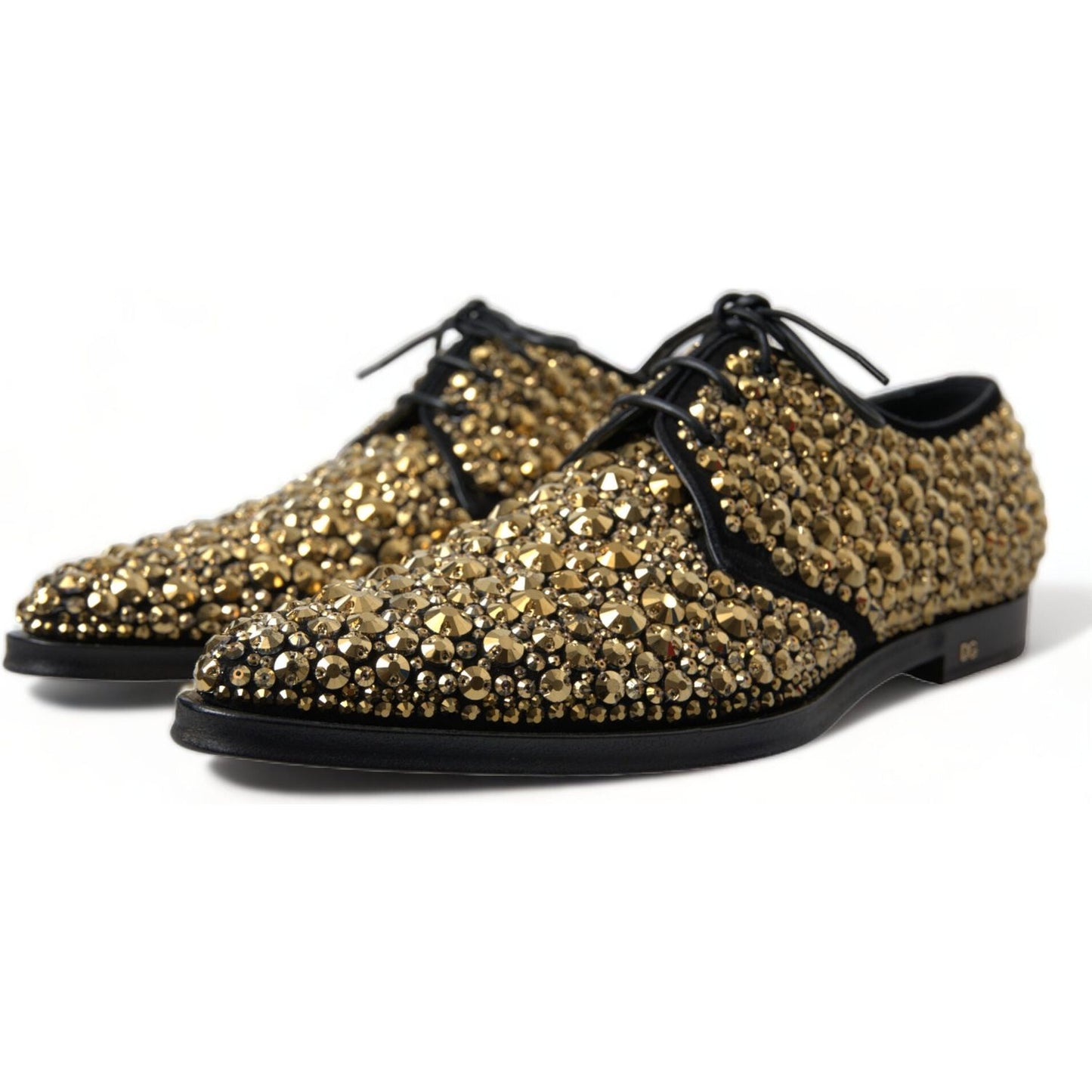 Dolce & Gabbana Elegant Gold Black Suede Derby Dress Shoes Dolce & Gabbana