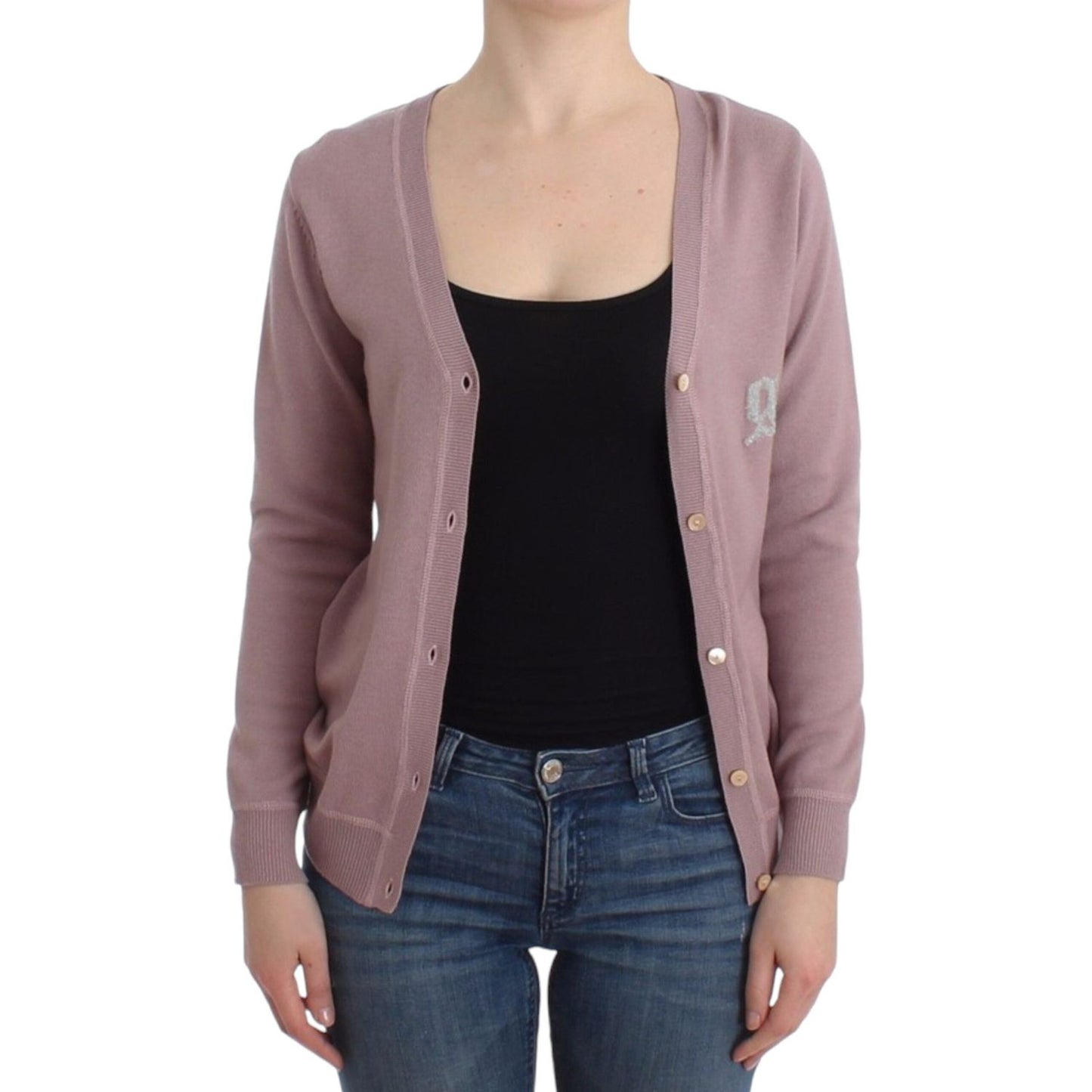 John Galliano Chic Pink V-Neck Wool Cardigan John Galliano