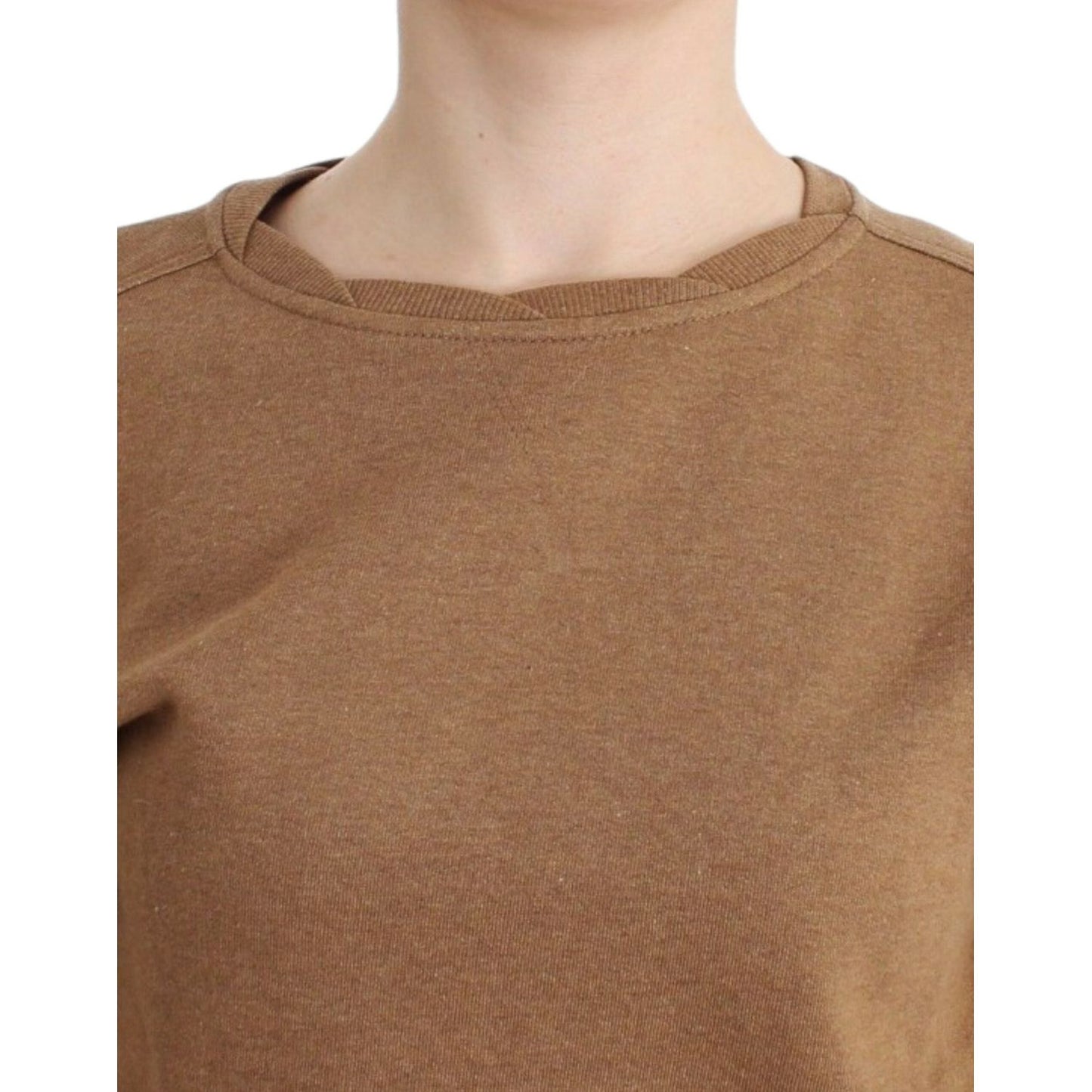 John Galliano Chic Brown Crewneck Cotton Sweater John Galliano