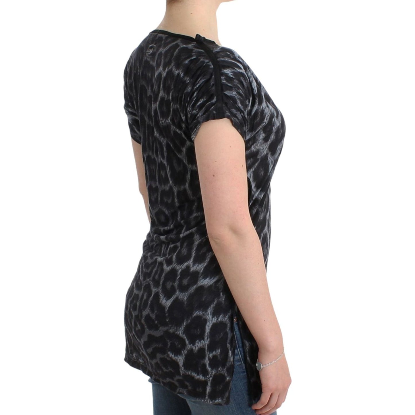 Cavalli Sultry Leopard V-Neck Modal Top Cavalli