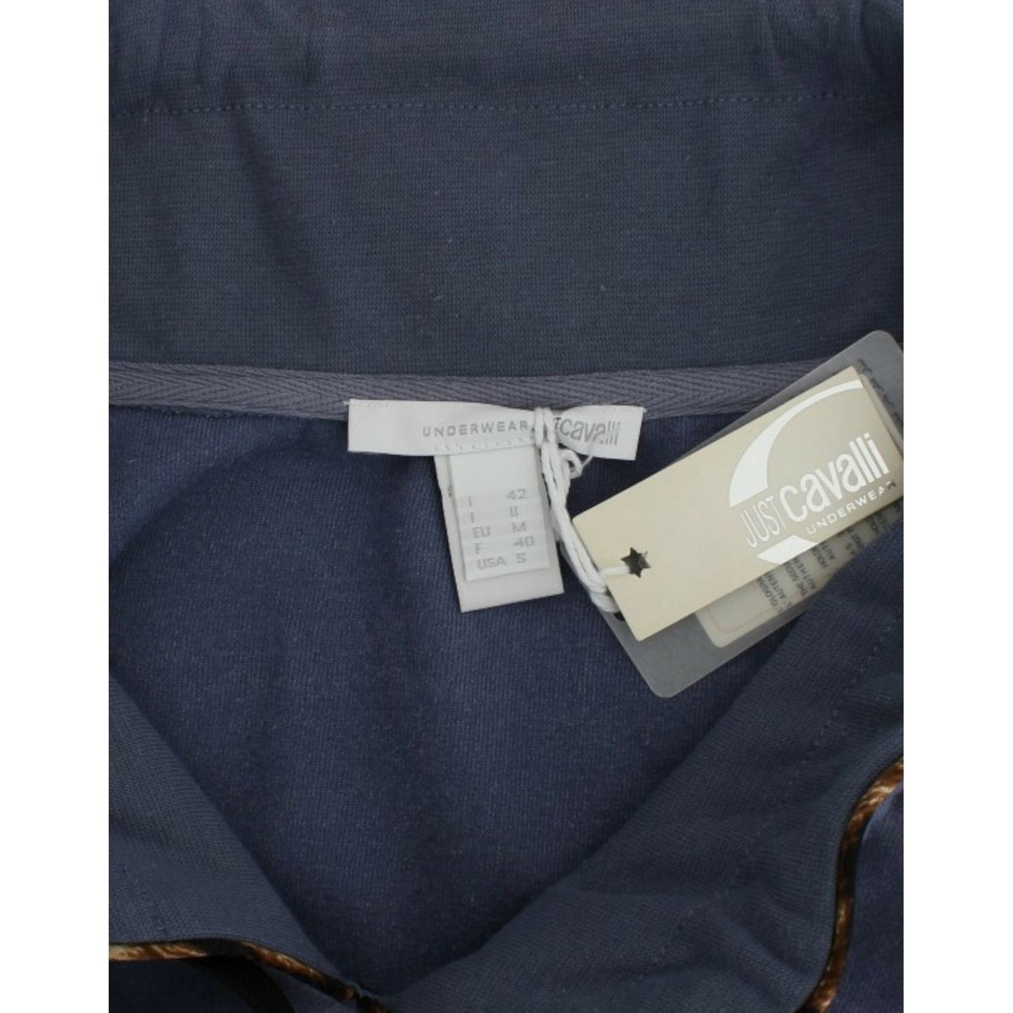 Cavalli Blue velvet cotton sweater